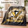 Custom Text Flannel Blanket Pittsburgh Penguins Print Warm Cozy Blanket Home Sofa Bedding