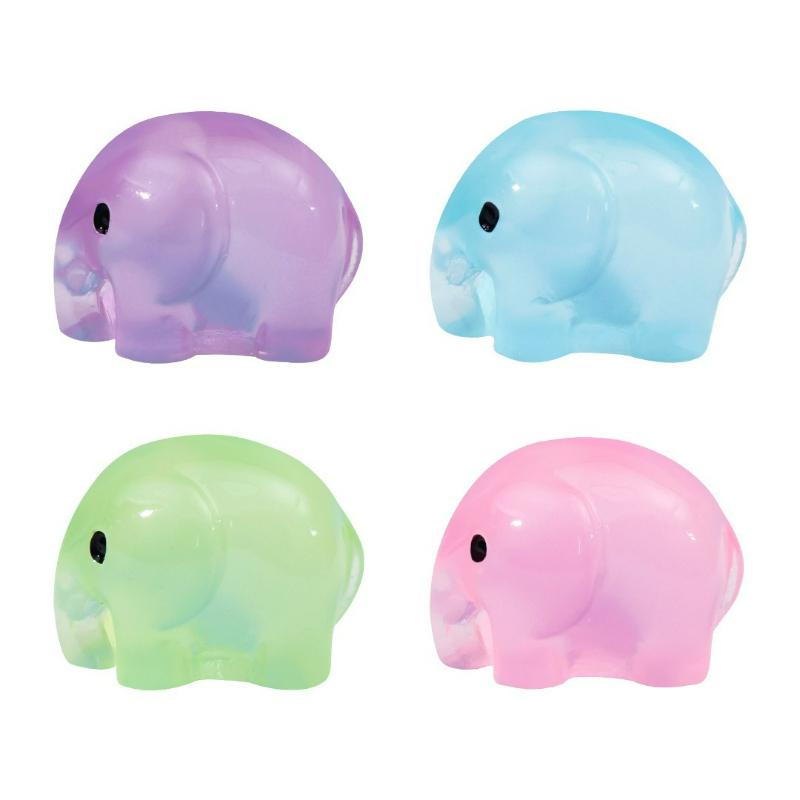 10/20/50pcs Miniature Resin Luminous Elephant Figurines for Garden Home Desk Ornaments Kawaii Animal Micro Landscape Accessories