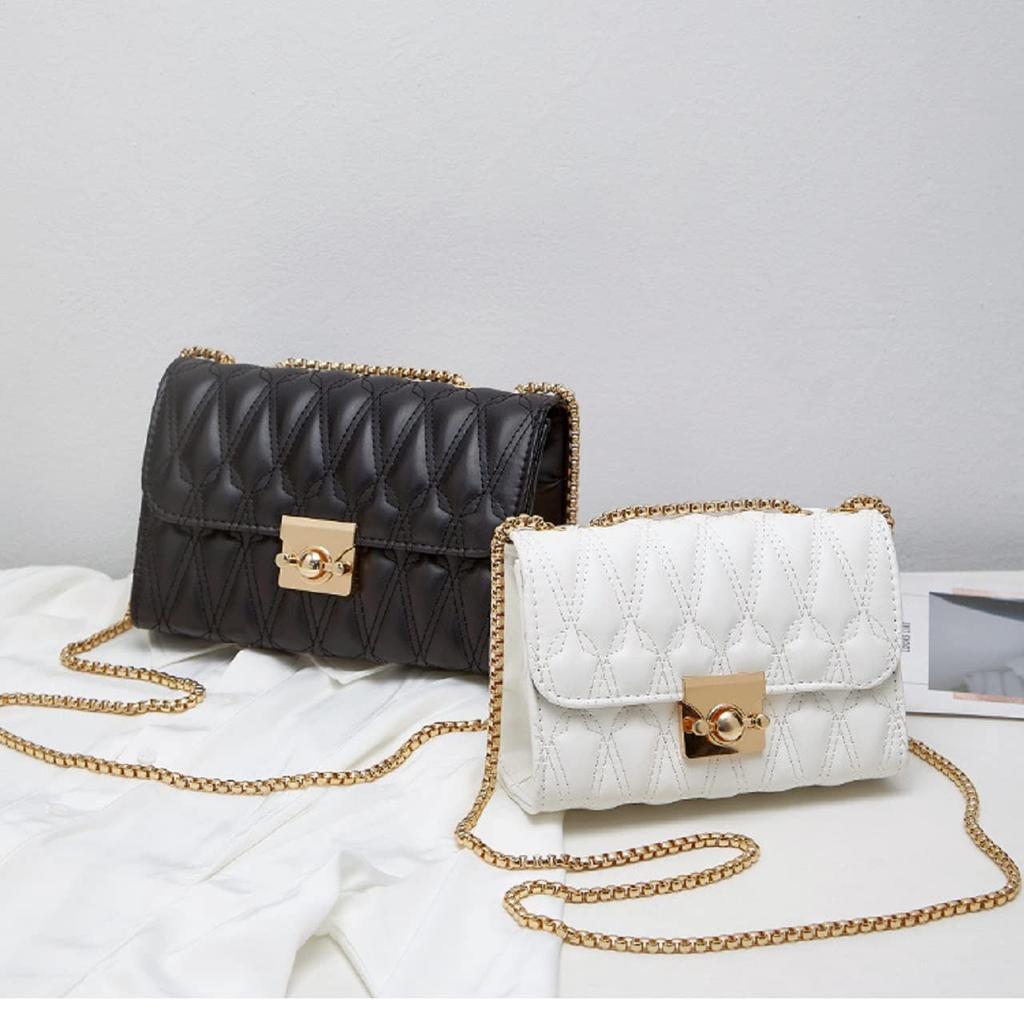 Brighttrust Compact Mini Shoulder Bag with PU Leather Chain Women's (Small, Black)