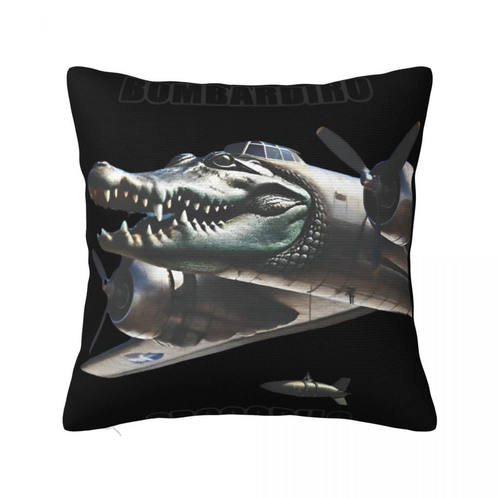 Meme Brainrot Bombardino Crocodilo Poszewka na poduszkę Pokrowiec na poduszkę Kreatywny Zamek Błyskawiczny Poszewka na poduszkę do rzucania Pokrowiec na siedzisko 45x45cm