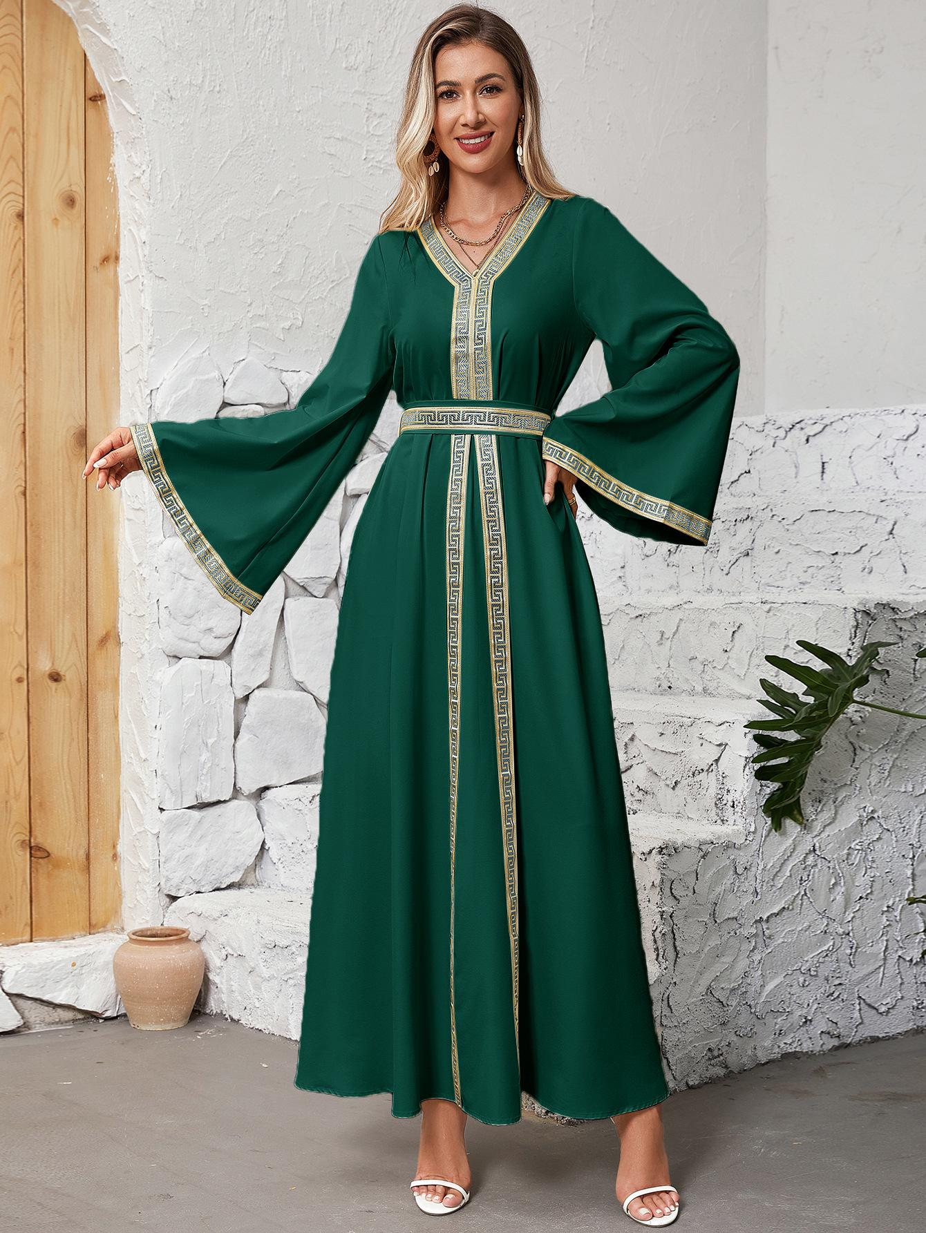 

2025 Women s Long Sleeve Autumn Muslim Dress - Bestseller Fashion Small темно-зелений колір