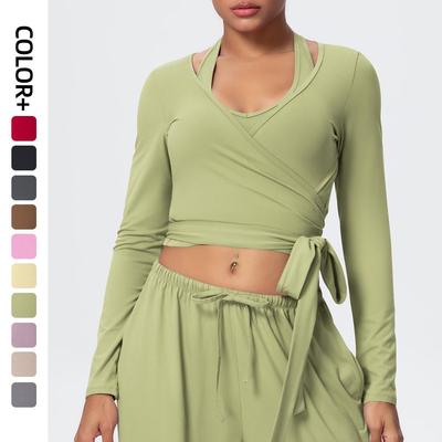 European-American Fashion Yoga Strappy One-Piece Long Sleeve Fitness Top