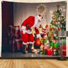 Merry Christmas Santa Claus Fireplace Print Pattern Tapestry Home Living Room Bedroom Decoration Background Cloth Tapestry