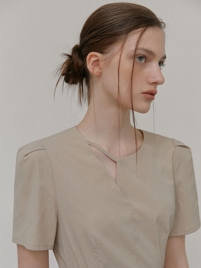 Etmont Neck Strap Belt Dress, Beige
