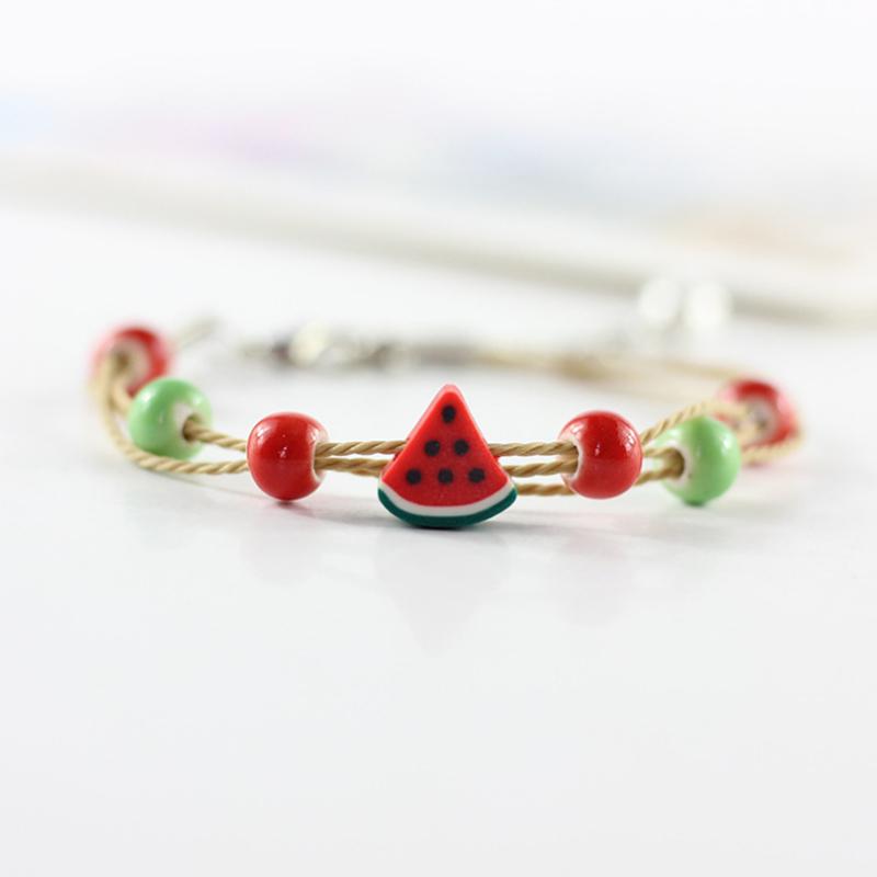 Lucky hecho a mano grano de cerámica Cadena Rojo Y Verde Brazalete Pulsera Joyas Regalo