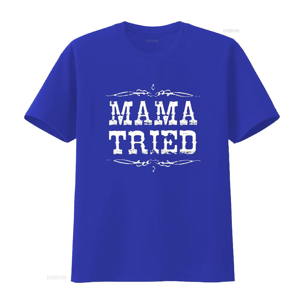 Women Mama Tried Retro Country Music T Shirt vintage Washed Slightly streetwear Soft Versatile Casual Stylish homme Breathable