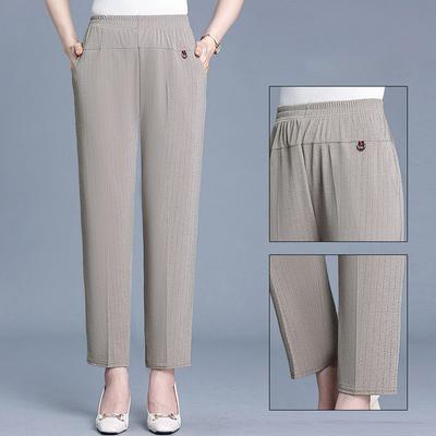 Summer Autumn Thin Casual Pants Middle-Aged Elderly Women Trousers Loose High Waist Female Pants