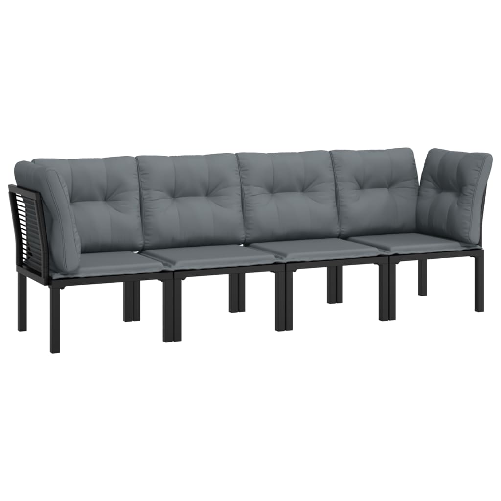 vidaXL 4-part. Garden Lounge Set Black and Grey Poly Rattan
