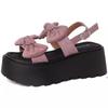2025 new platform versatile skirt denim sandals women's new bow in summer 2025