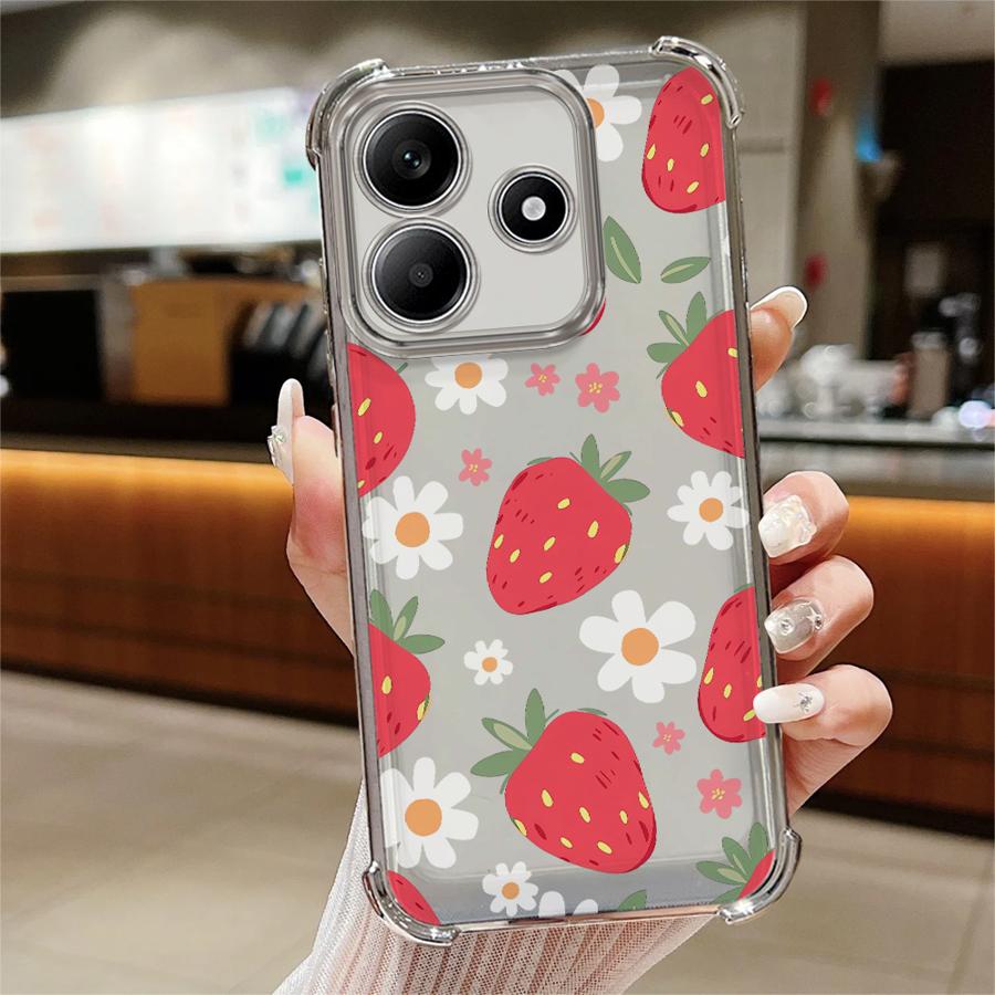 Cartoon Strawberry Pattern Phone Case for Redmi Note 12 Pro 14 10 Pro 11 10 Lite 10s 13 9Pro 11s 9S Soft Cover