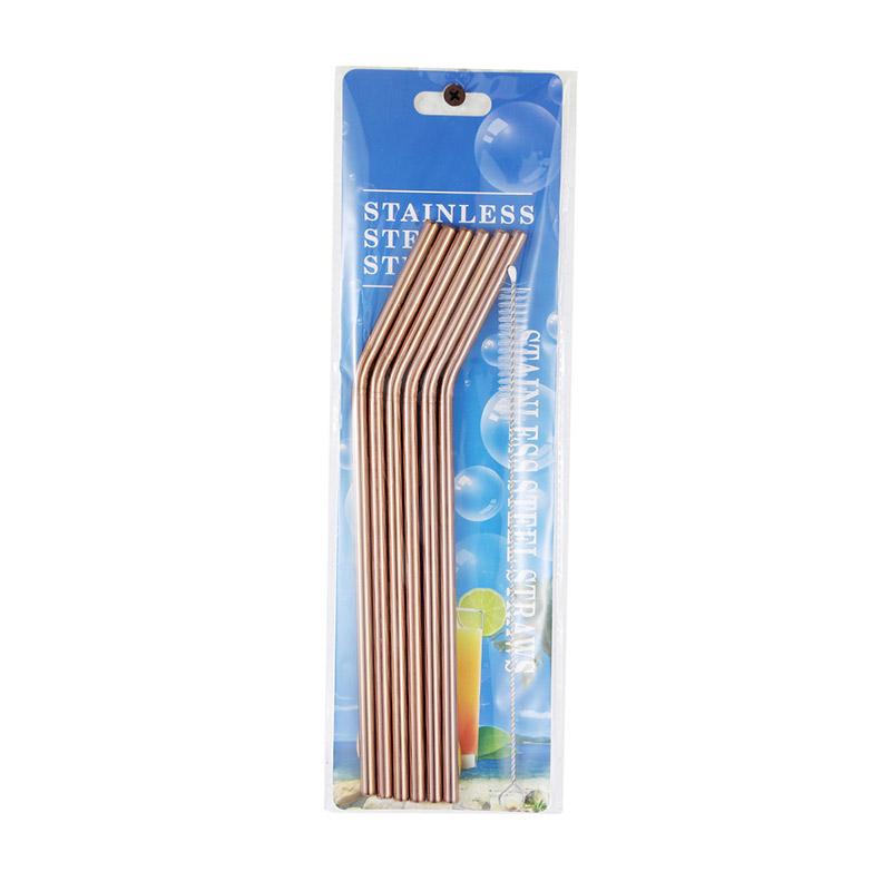 6pcs Metal Reusable 304 Stainless Steel Straws Straight Bent Drinking Straw With Case Cleaning Brush Set Party Bar accessory