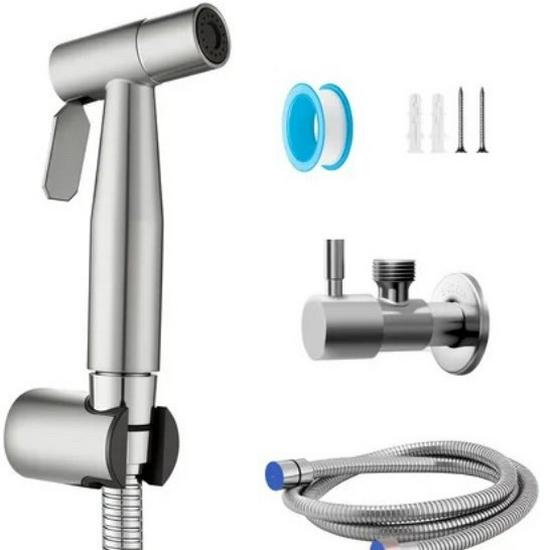 Stainless Steel Handheld Toilet Bidet Sprayer with Angle Valve Set for Home Use