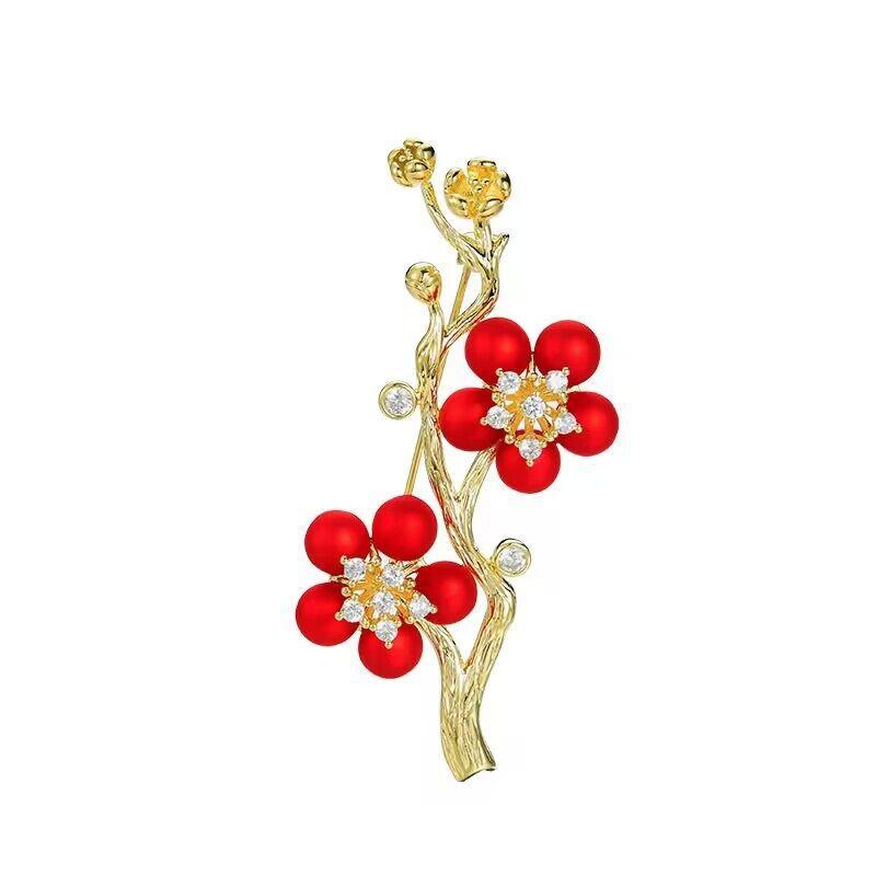 Plum Blossom Brooch High-End Women'S Niche Design Sense Flower Brooch Pin High-End Sense Suit Clothes Accessories