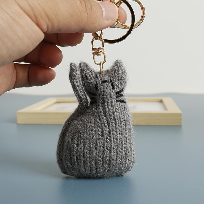 Funny Kitten Doll Crochet Keyrings Handmaking Crochet Cat Doll Keychain For Bag Pendant Kawaii Kitten Keychain Creative Gifts
