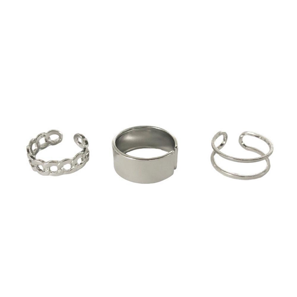 Hip Hop Rock Gold Color Chain Rings Set Girls Punk Geometric Sleek Minimalist Finger Rings Women Trend Jewelry Accessories Celebration Party Event
