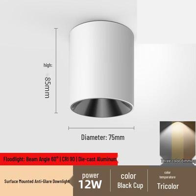 OEING Round Anti-Glare 12W Three-Color LED Downlight