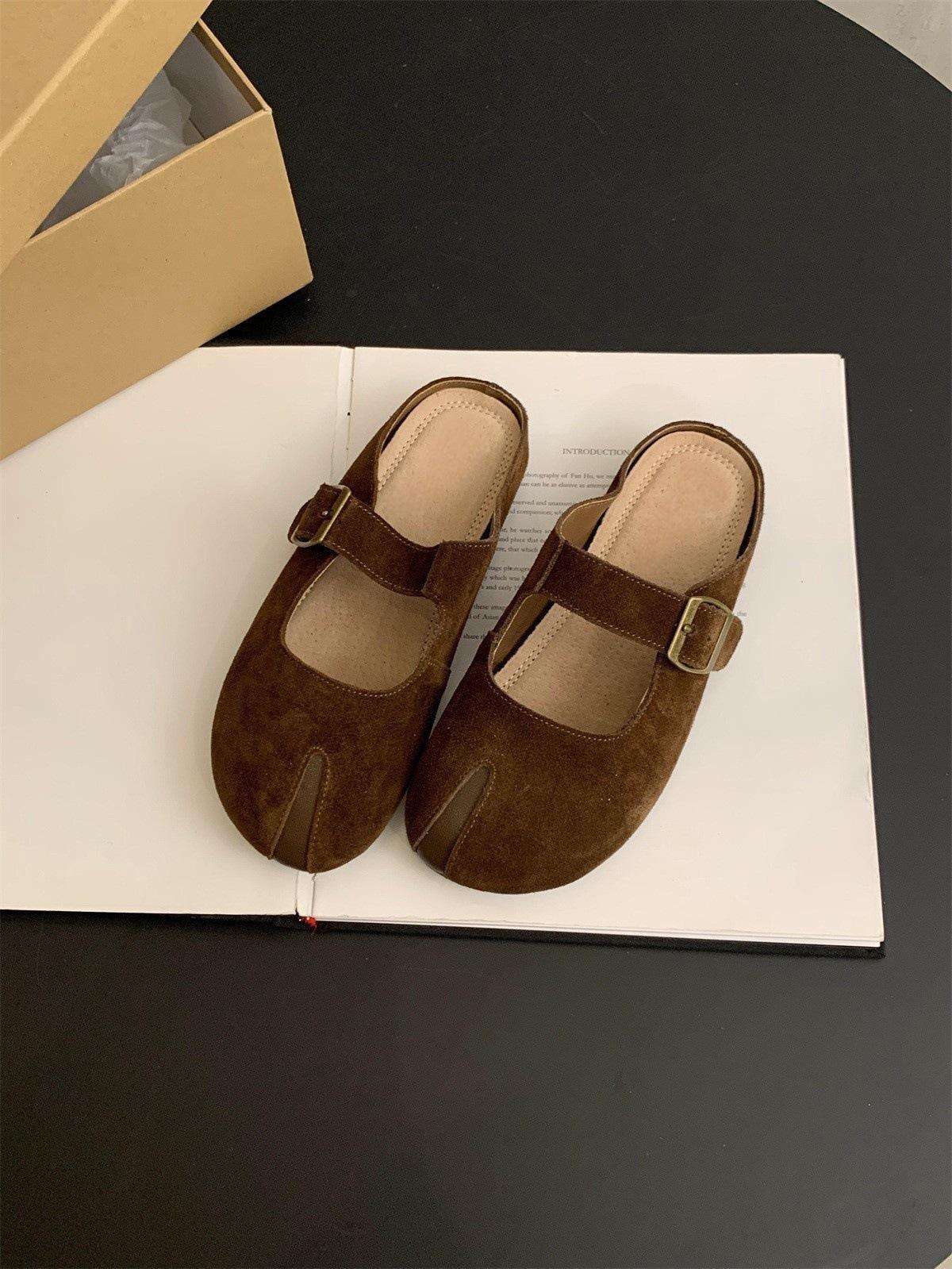 

Баотоу полутапочки женские летние Мори ретро сандалии мягкие плоские Мэри Джейн одинарные туфли 40 коричневый