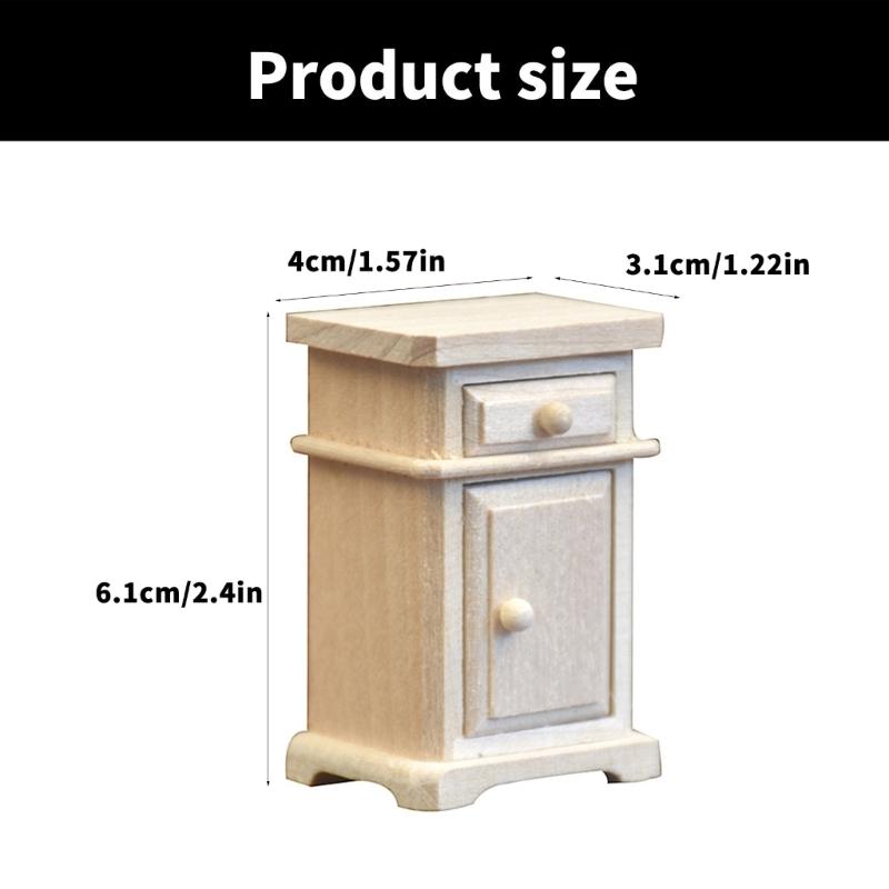 Doll House Zakka Model Realistic Dollhouses Bedside Table Realistic Play Bedstand Realistic 1:12 Model Mini Size Toy