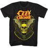 Camiseta Ozzy Osbourne Caveira Coroada com Asas Preta Verão Masculina e Feminina Solta e Respirável Top