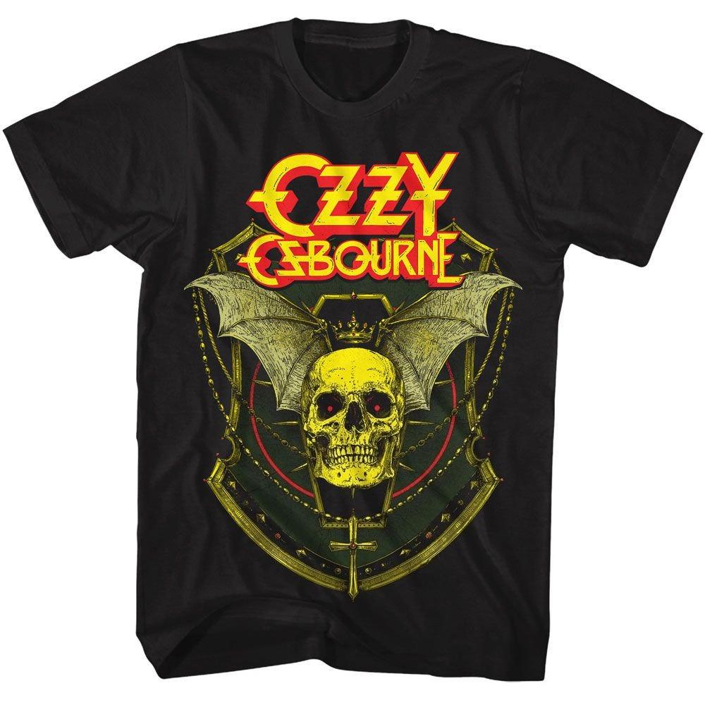 

Ozzy Osbourne Crowned Skull Winged Black T-Shirt Summer Men s and Women s Loose and Breathable T-shirt Top S