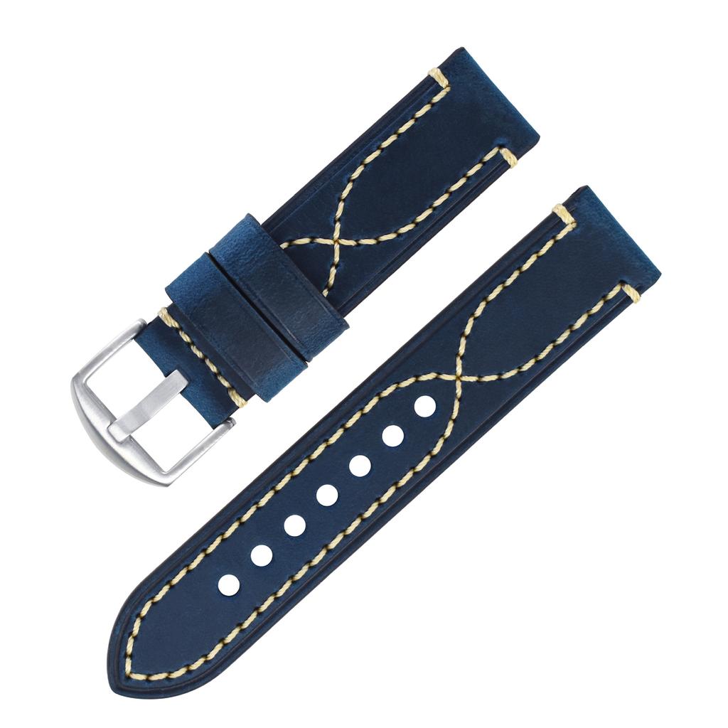Cinturino per Orologio in Vera Pelle Crazy Horse Morbido Durevole Sostituzione Cinturino per Orologio in Pelle di Vacchetta per Orologi Smart Universali 18mm 20mm 22mm 24mm 26mm