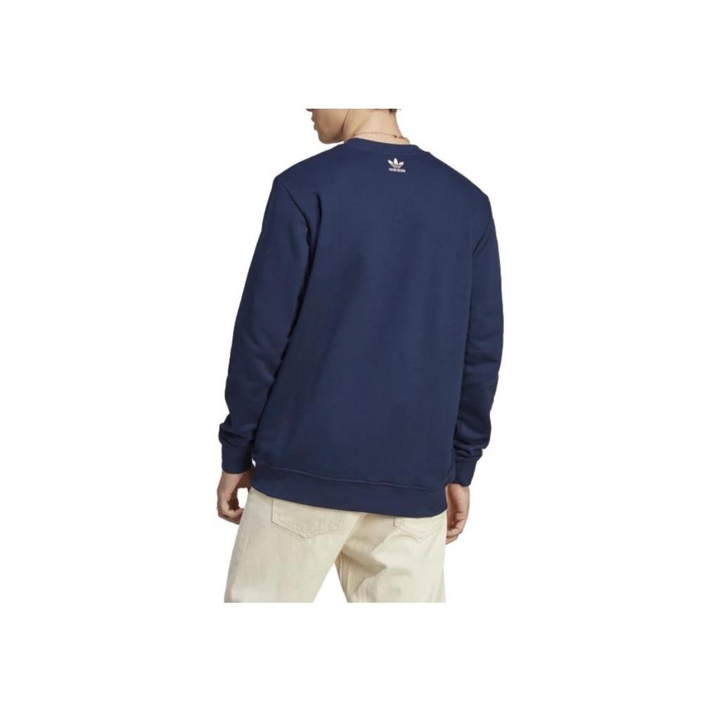 Adidas Pattern Print Crew Neck Sweatshirt Men Tops Blue IC5769