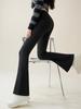 Autumn Winter Rabbit Fleece Sharkskin Micro Flared Pants Leggings Women Elastic High Waist Slim Warm Horseshoe Pants