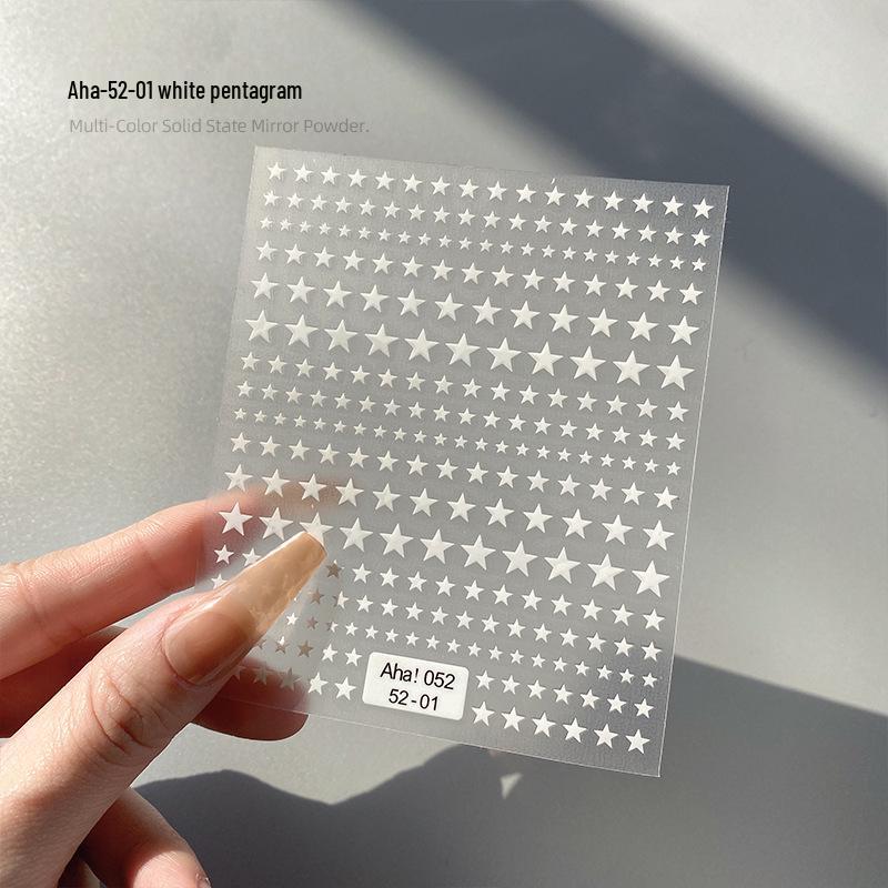 Aha Dreamy Starburst Nail Stickers: Cute Crescent & Star Design In Gold, Silver, Black & White.