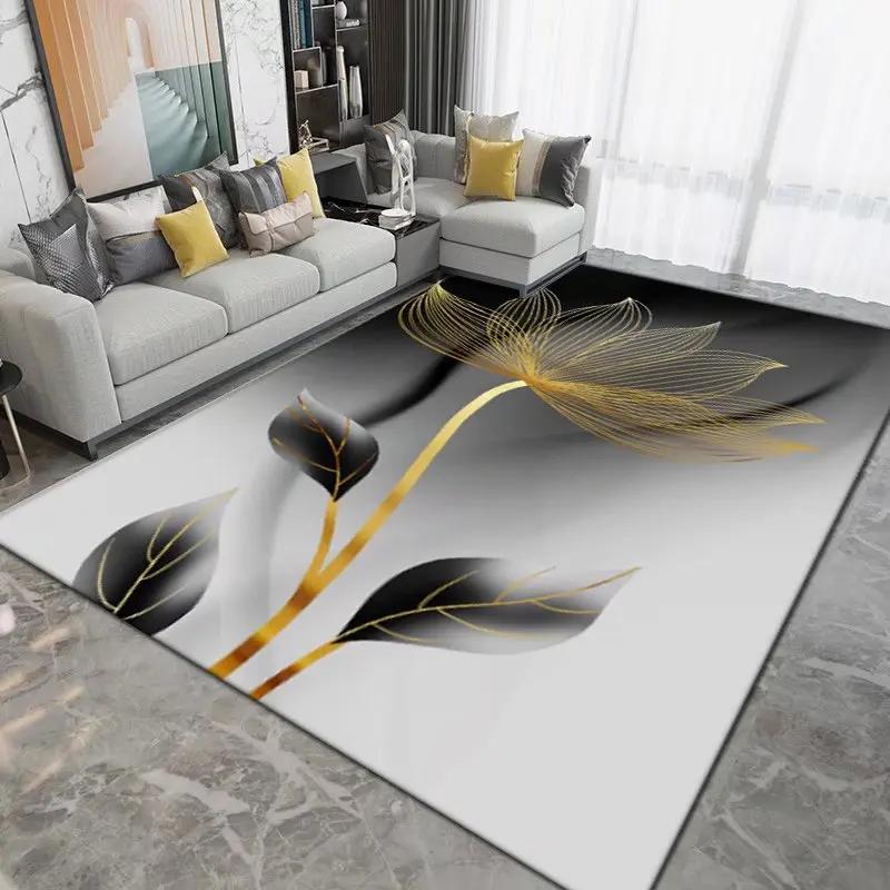 3D Printed Geometric Area Rug – Crystal Velvet Non-Slip Carpet for Living Room & Bedroom, Square Abstract Floor Mat Decor
