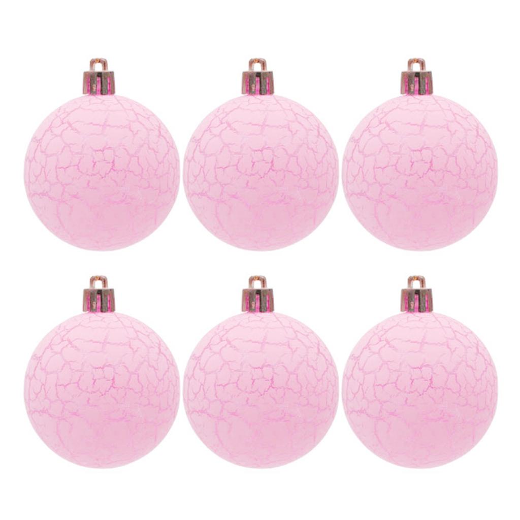 6X Christmas Balls Crack Pattern Ornaments for Tree Macaron Color Plastic Hanging Bauble for Holiday Wedding Party Decor