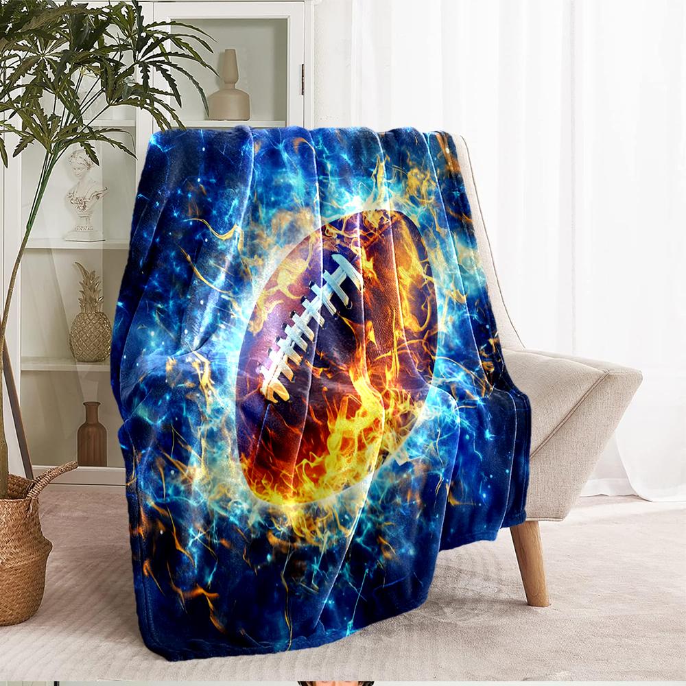 American football Theme Printed Blanket - Perfect for Couch, Bed, Travel & Outdoor Use | Machine Washable, Cozy & Durable.