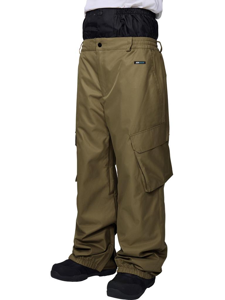 Ash Greem Snowboard Pants with Cargo Water Resistance and Size Snowboard Ski Wear (Single Item) Pockets, 12,000mm, Men's Women's, AGP-1345 TW045, L,