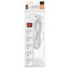 5-socket extension cord with grounding and switch, 3 , white