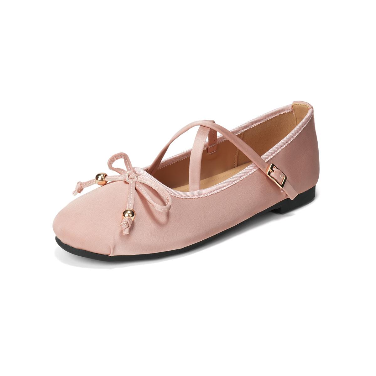 

Weiwei Girl 3588-2 French Mary Jane Shoes Cross-strap Ballet Shoes with Skirt Beautiful Flat Shoes Women 43 розовый