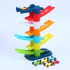 Toddler Car Sliding Ramp Toy with Mini Cartoon Cars Multi Layer Tracks BPA Free Smooth Surface Play Set for 1-3 Year Old Baby Boys Girls