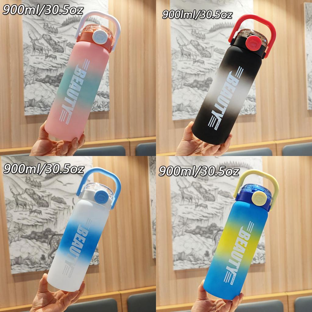 Summer Matte Gradient Plastic Drinking Cup With Straw For Home And Commuting Use
