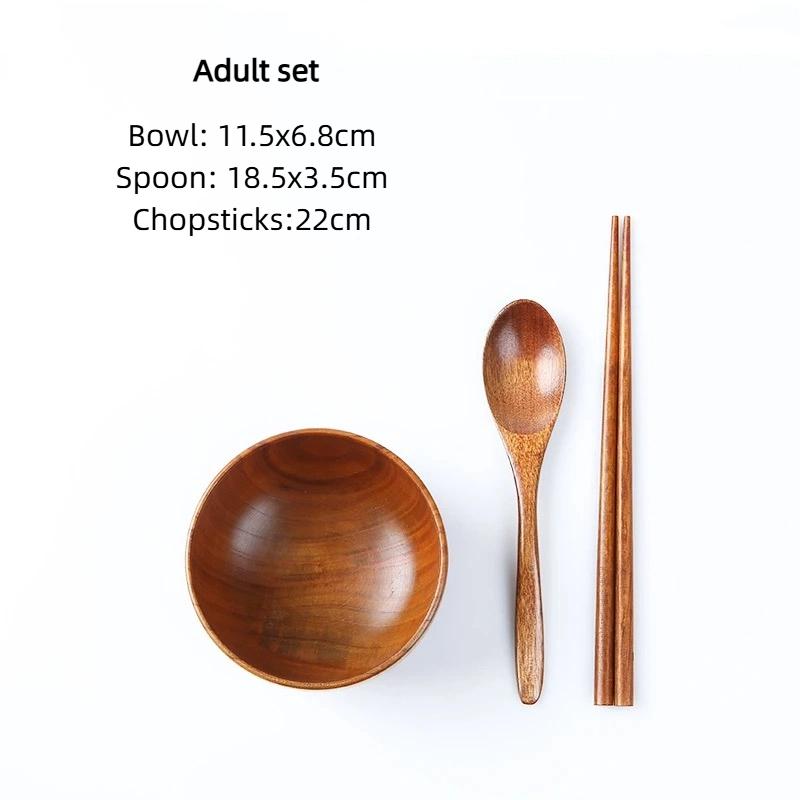 Japanese Wooden Rice Noodle Soup Bowl – Solid Jujube Wood Salad Bowl for Kids & Adults