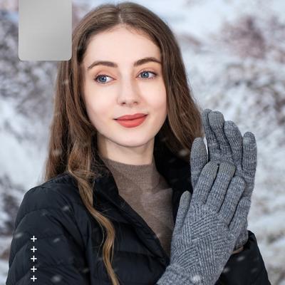 Adult Winter Fleece-Lined Thickened Cold Protection Cycling Warm Gloves Double Layer Touch Screen Knitted Gloves