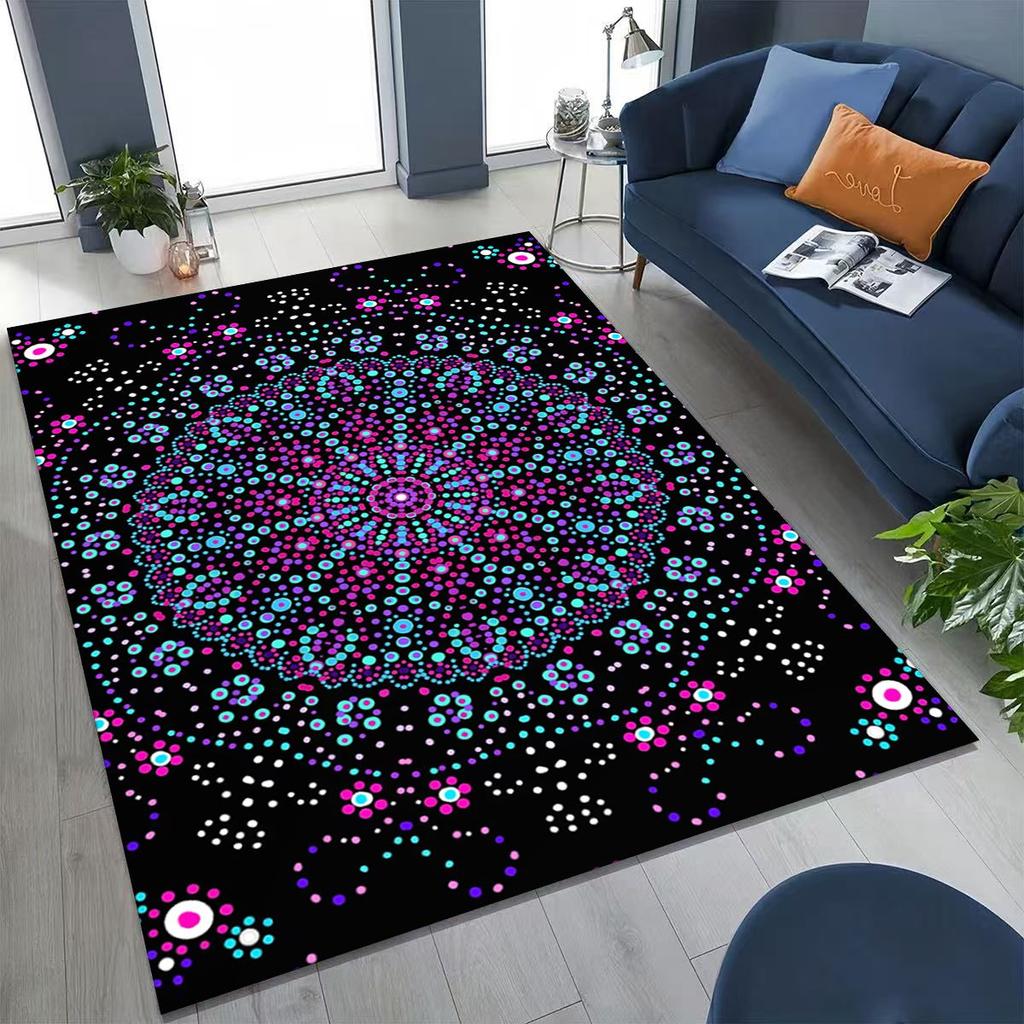2026 Rainbow Mandala Flower Chakras Yoga Bohemia Art Rug for Bedroom Living Room Sofa Home Doormat Decor,Kid Non-slip Floor Mat