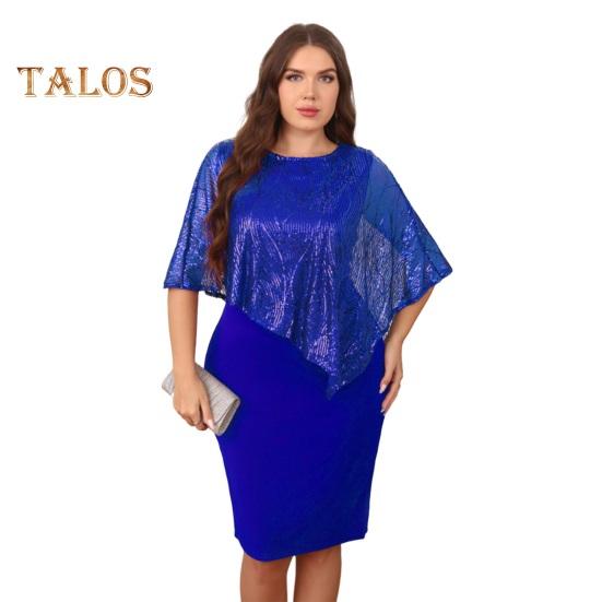 Ärmelloses Damen-Umhangkleid mit Paillettenbesatz Übergroßes Pailletten-Bodycon-Bleistiftkleid Damen Abend-Midikleid