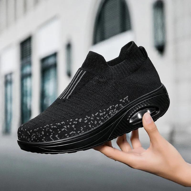 2026 New Foreign Trade Casual Shoes Breathable and Lightweight Mom Shoes Lace Up Air Cushion Sports Shoes for Women