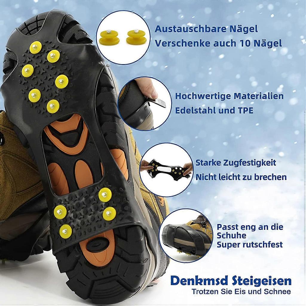 Spikes for Shoes, Crampons with 10 Spikes, Anti-slip Shoe Spikes, Snow Chains for Shoes