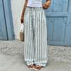 Pantaloni Casual da Donna a Gamba Dritta a Righe, Vestibilità Larga, con Coulisse in Vita per un Comfort Rilassato Quotidiano