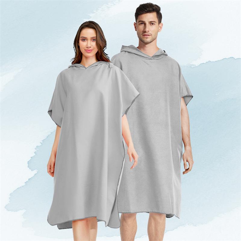 Poncho da surf per adulti con cappuccio in pile double-face - Asciugamano da spiaggia e per cambi ad asciugatura rapida.