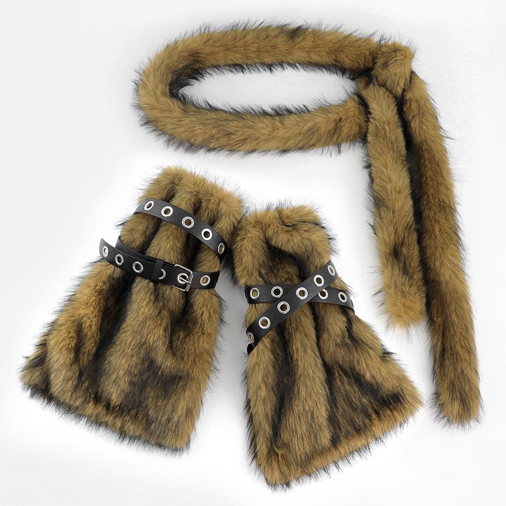 Autumn And Winter Leg Warmers Medium Long Tube Subcultural Plush Belt, Spice Girl Long Waist Chain Punk Style Props