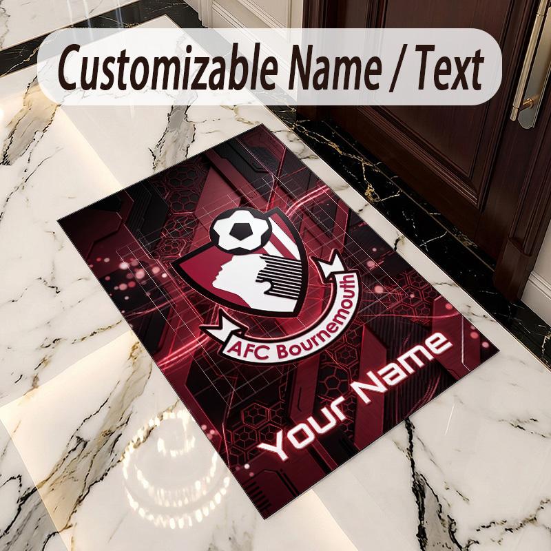 Crystal Velvet Rug Bournemouth Football Print Custom Name Text Floor Mat Home Decor