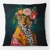 Leopard Hairpin, Flower Portrait Pillow, Home Sofa Decoration 45 * 45cm (only Pillowcase)
