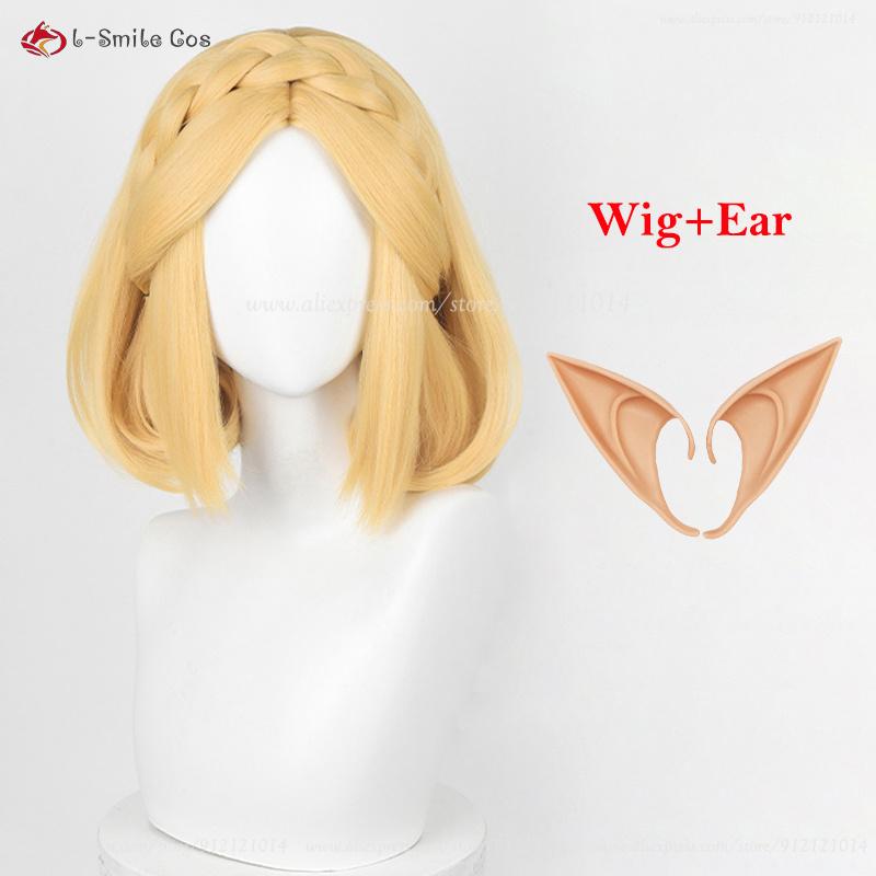 Anime Zelda Cosplay Princess Cosplay Wig 35cm/72cm Golden Yellow Pre Braid Women Wigs Heat Resistant Synthetic Hair + Wig Cap