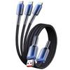 120W Ice Crystal Gradient 3-in-1 Braided Fast Charging Cable for Huawei, Apple, and Android Devices