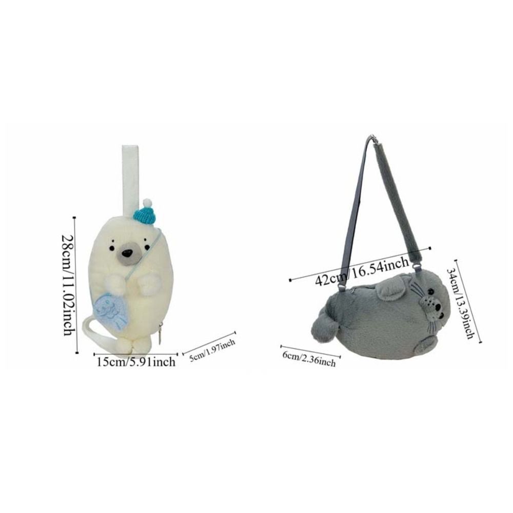 Creative Cute Seal Shoulder Pouch Adorable Adjustable Straps Cartoon Seal Handbag Soft PP Cotton Crossbody Bag Gifts